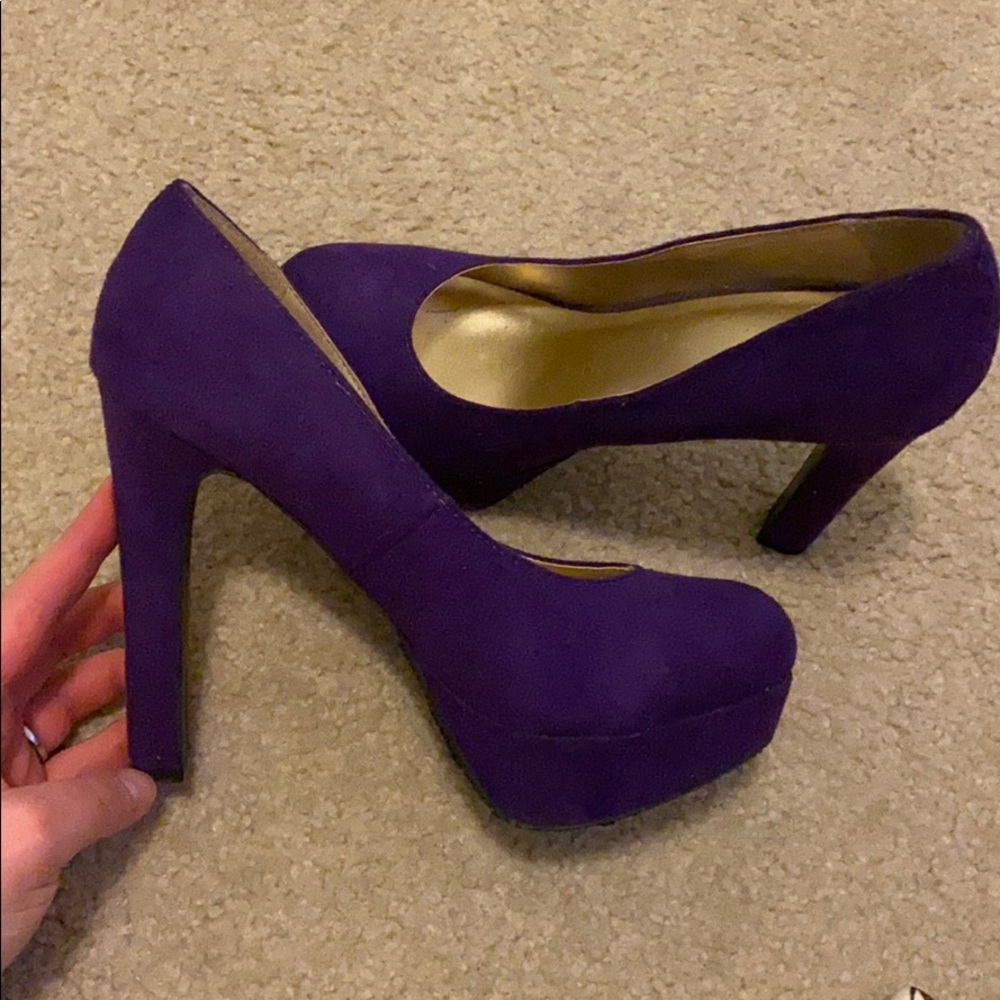 Suede purple heels